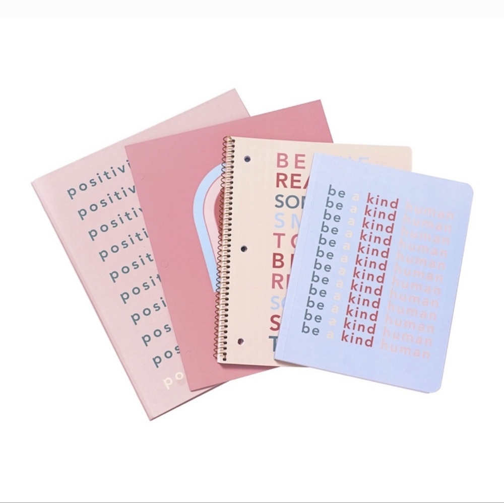 U Style 4 Pack Fashion Stationery Bundle, 3-Ring 1" Binder, Spiral Note